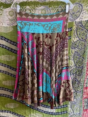 Y2K Chacok Multicolored Ornamental Print Boho Artsy Midi Skirt Size 1/ Small
